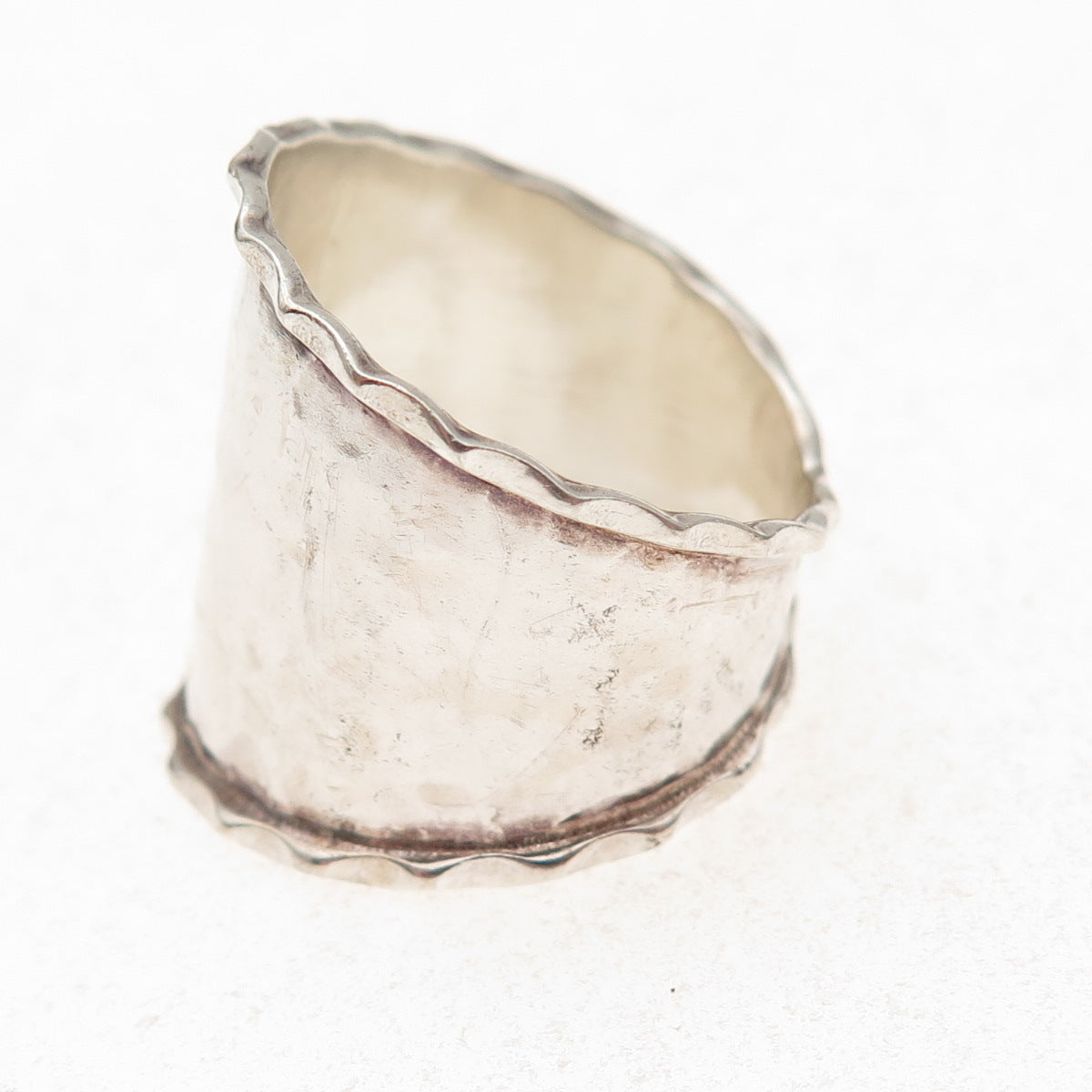 Annika Witt 925 Sterling Silver Vintage Mexico Modernist Hammered Ring Size 10.5