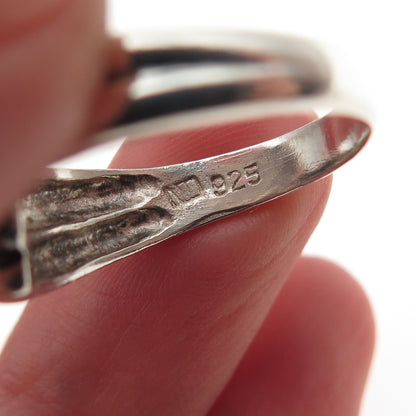 Chapal Zenray 925 Sterling Silver Vintage Modernist Oxidized Bypass Ring Size 8