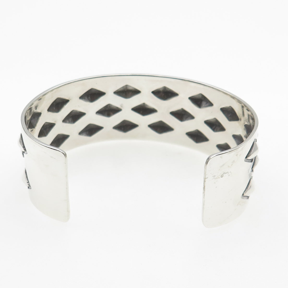 925 Sterling Silver Vintage Diamond-Shape Oxidized Adjustable Bracelet 7.25"