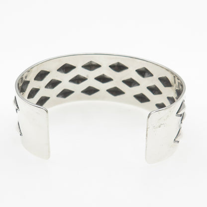 925 Sterling Silver Vintage Diamond-Shape Oxidized Adjustable Bracelet 7.25"