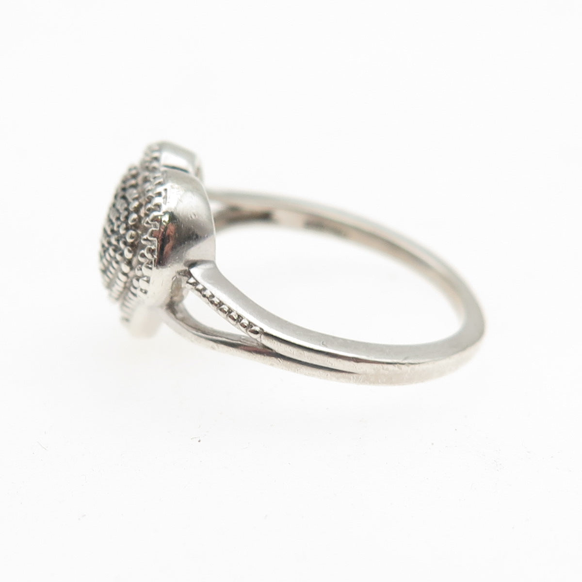 D'JOY 925 Sterling Silver Real Green Diamond Accent Heart Ring Size 5