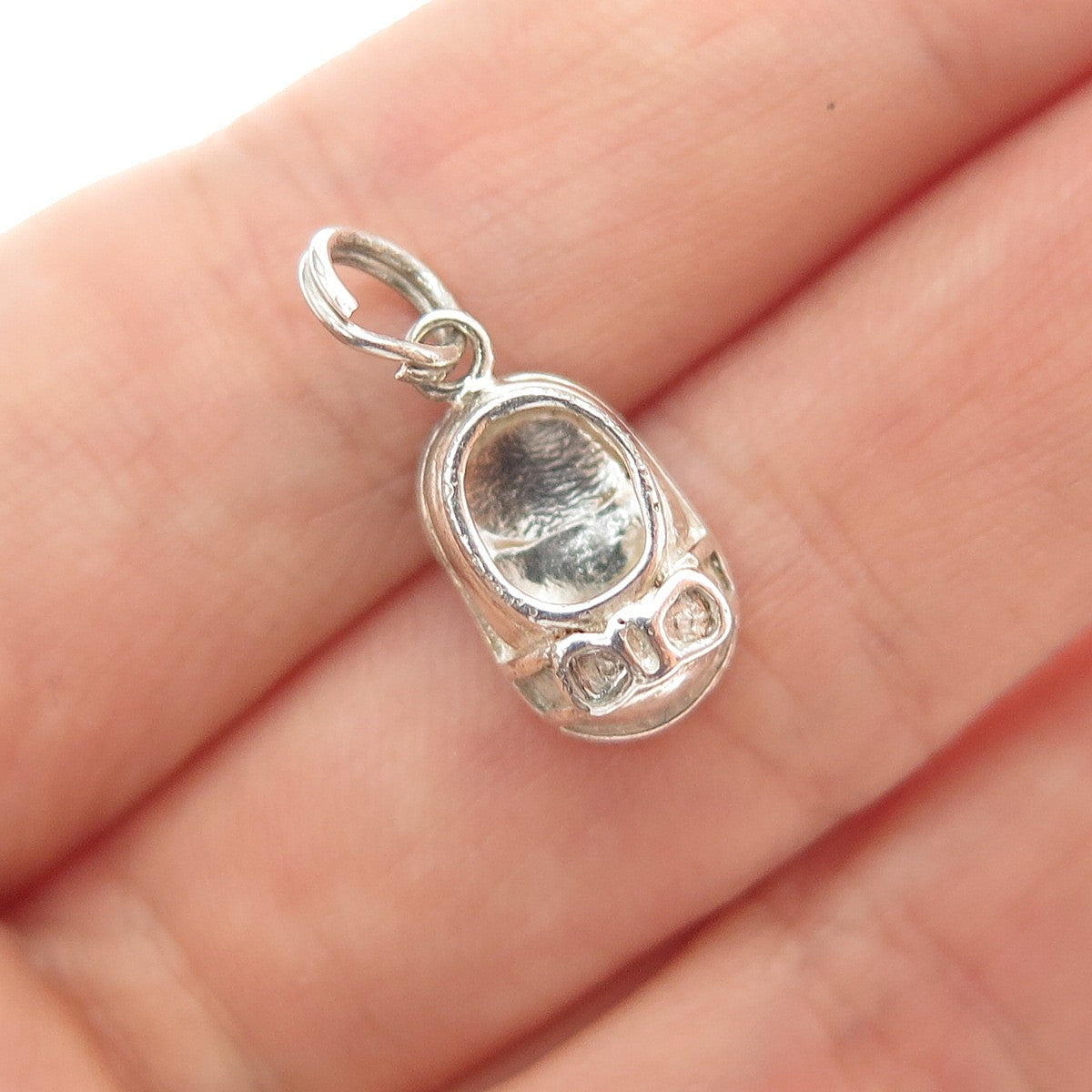 925 Sterling Silver Vintage ALF Baby Girl Shoe Minimalist 3D Charm Pendant