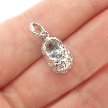 925 Sterling Silver Vintage ALF Baby Girl Shoe Minimalist 3D Charm Pendant