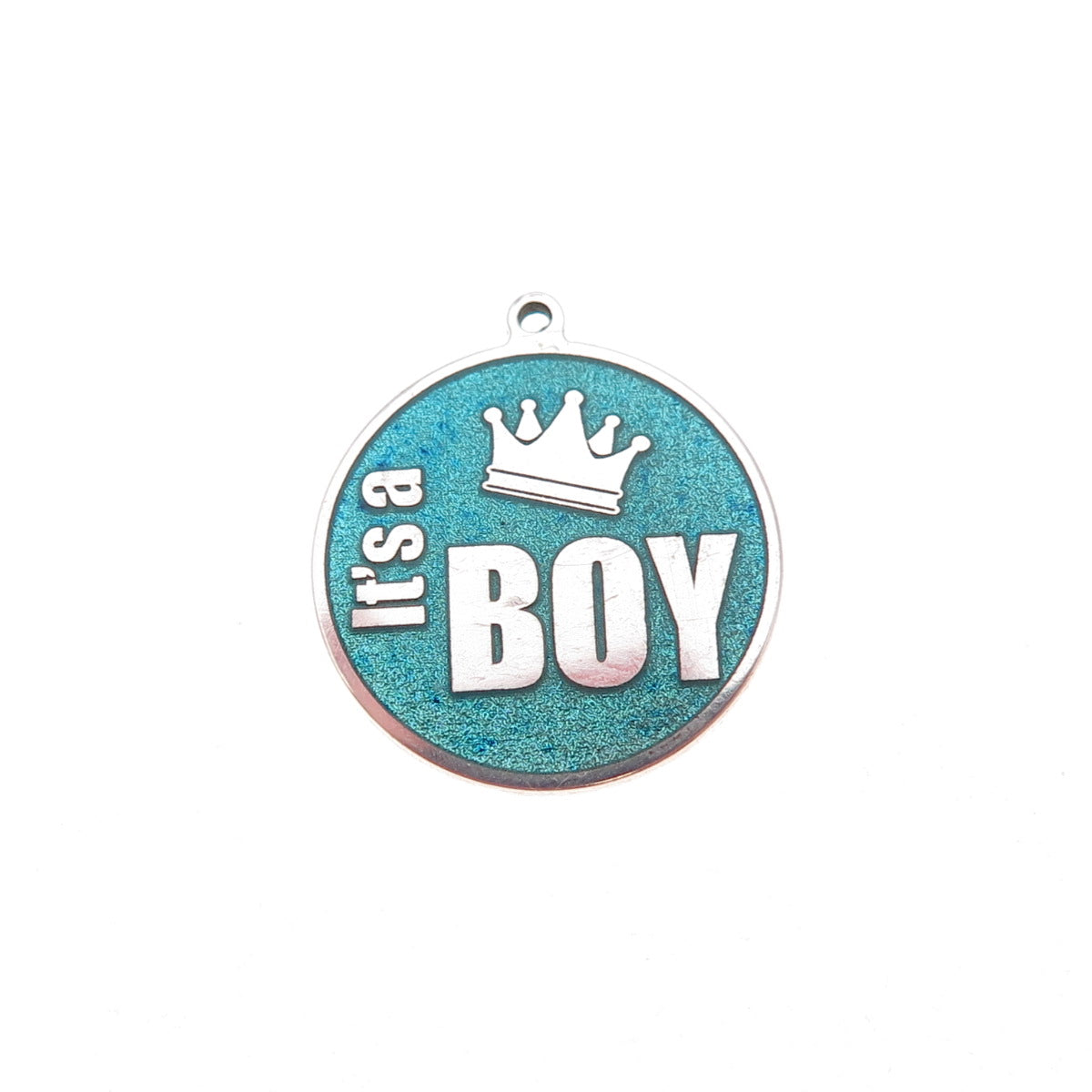 925 Sterling Silver Turquoise Enamel It's A Boy Charm Pendant