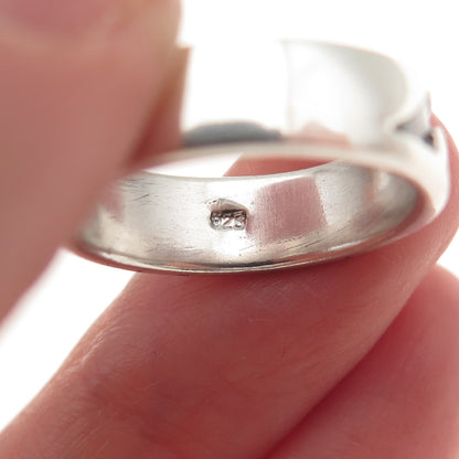 925 Sterling Silver Vintage Wave Oxidized Band Ring Size 6.5