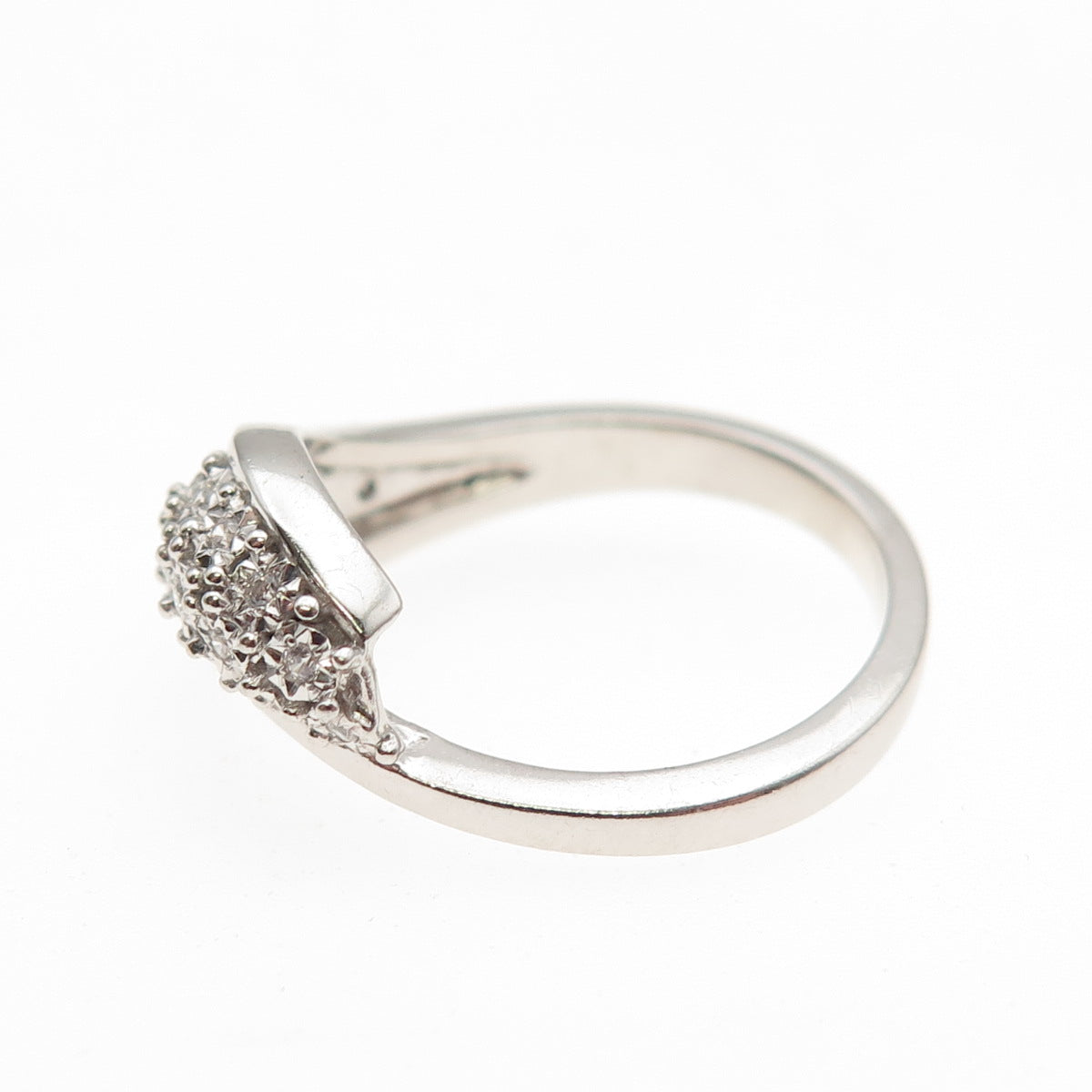 925 Sterling Silver Round-Cut C Z Modernist Overlap Ring Size 7