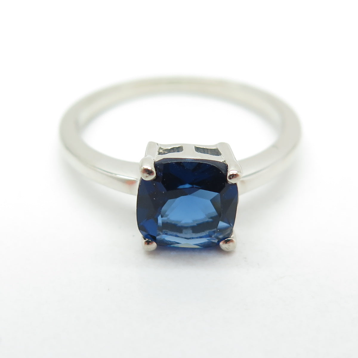 DAZZLERS 925 Sterling Silver Nano Sapphire Ring Size 5