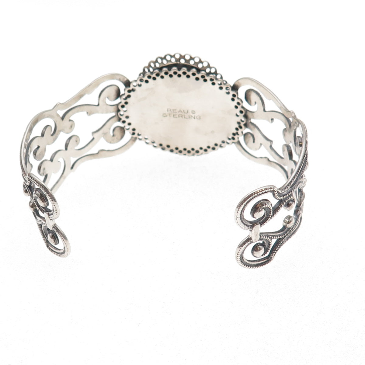 Beau 925 Sterling Silver Antique Art Deco Filigree Adjustable Bracelet 6.75"