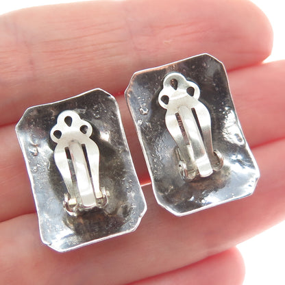 Old Pawn 925 Sterling Silver Vintage Southwestern Turquoise Clip On Earrings