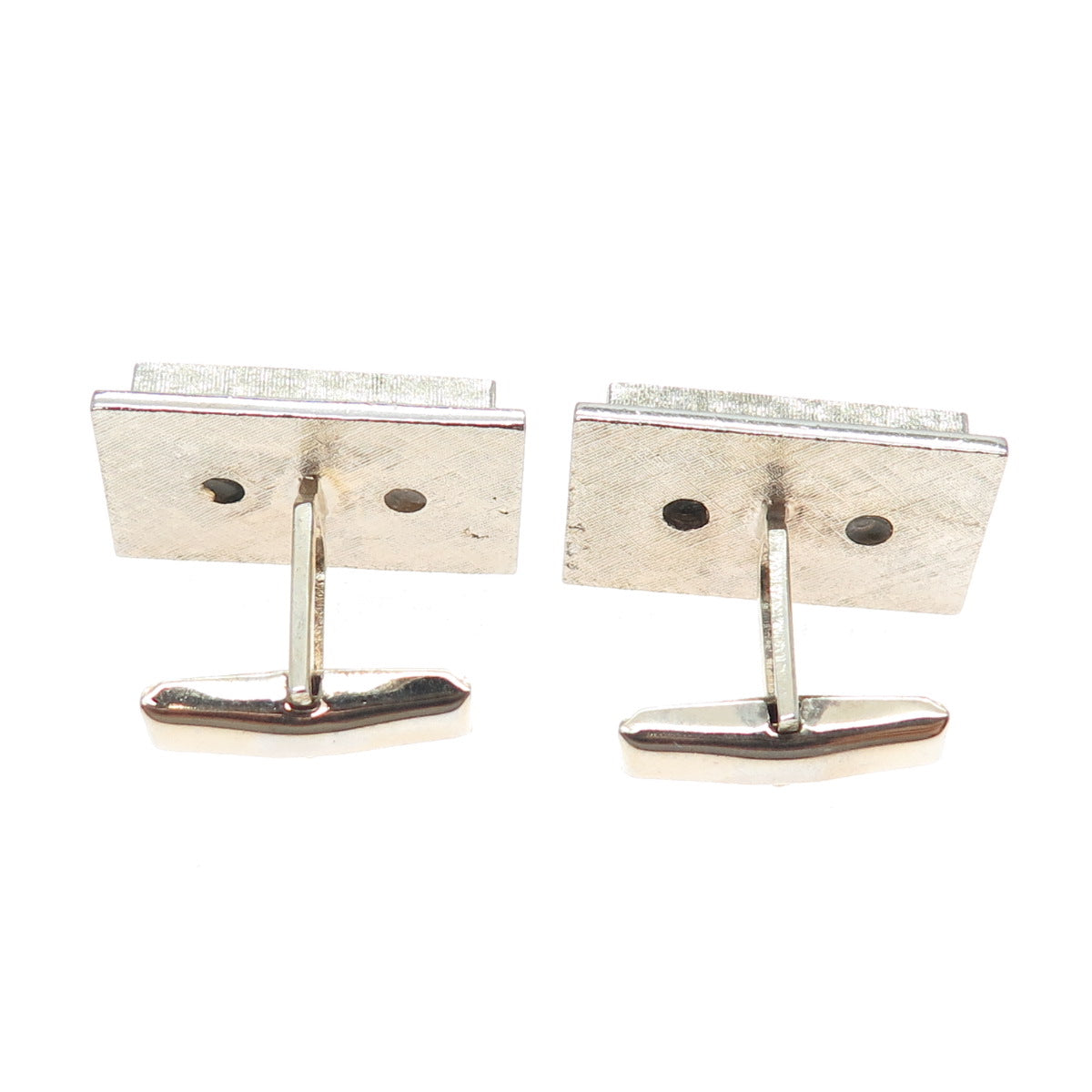 925 Sterling Silver Gold Plated Vintage T2 Real Jade Modernist Cufflinks