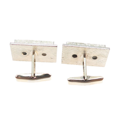 925 Sterling Silver Gold Plated Vintage T2 Real Jade Modernist Cufflinks