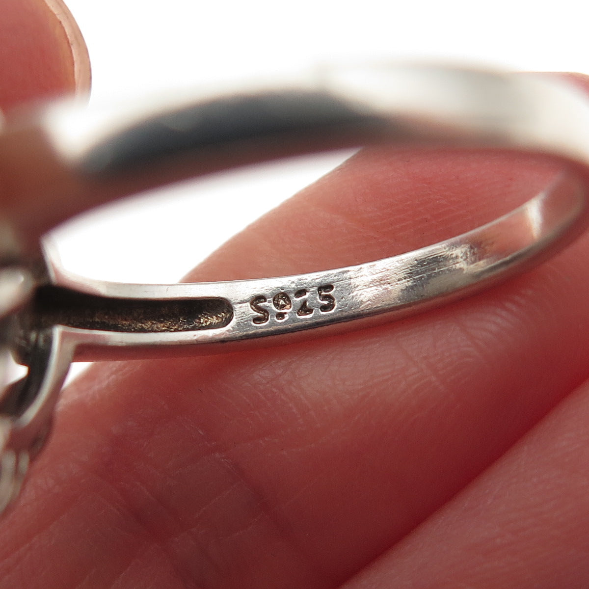 925 Sterling Silver Vintage Clear Crystal Sun Beaded Oxidized Ring Size 9