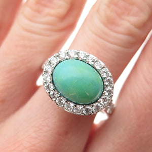 ESPO Joseph Esposito 925 Sterling Silver Real Turquoise & C Z Ring Size 10