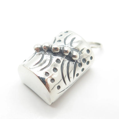 925 Sterling Silver Vintage Beaded Tube Charm Pendant
