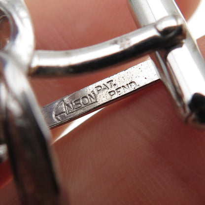 ANSON 925 Sterling Silver Vintage Real Hematite Modernist Cufflinks