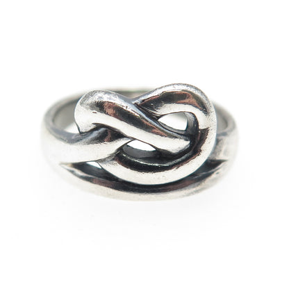 925 Sterling Silver Vintage Modernist Love Knot Oxidized Ring Size 6.5