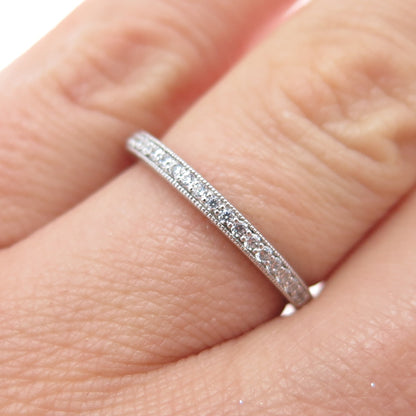 SAI Sterling Silver Round-Cut C Z Half Eternity Stackable Band Ring Size 6.75