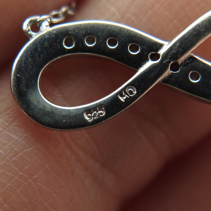 925 Sterling Silver Real Round-Cut Diamond Infinity Cable Chain Necklace 17"