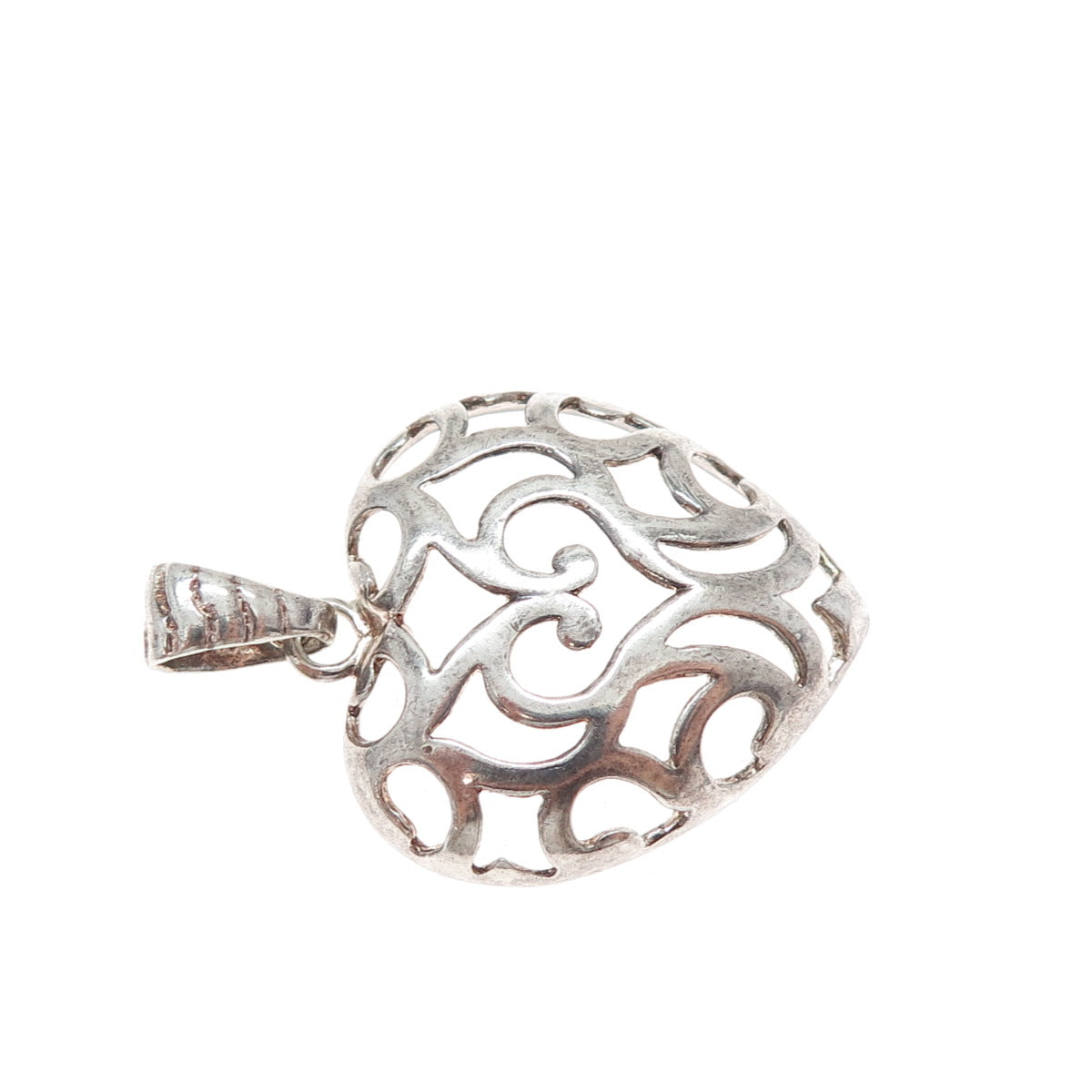 MILOR 925 Sterling Silver Vintage Italy Ornate Heart Charm Pendant
