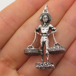 925 Sterling Silver Vintage Fishmonger Pendant