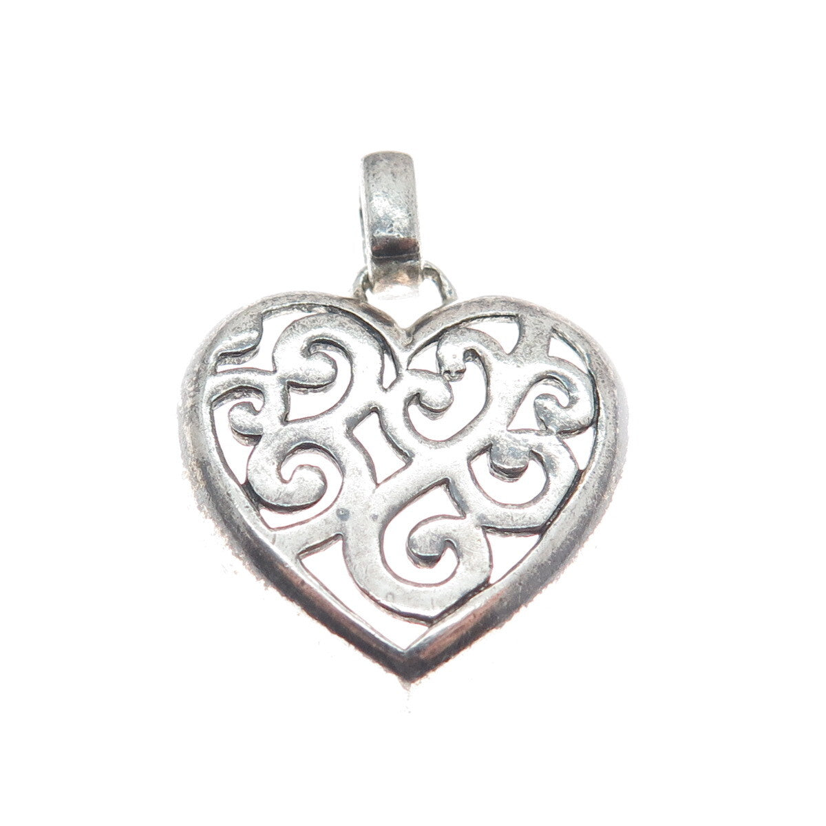 MARK WASSERMAN SAMARA 925 Sterling Silver Vintage Swirl Heart Pendant