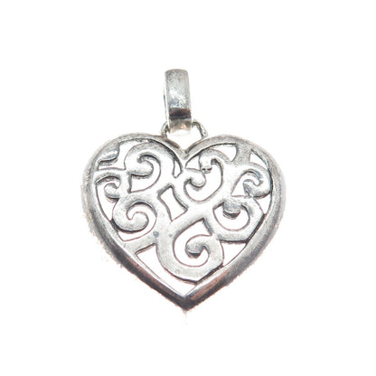 MARK WASSERMAN SAMARA 925 Sterling Silver Vintage Swirl Heart Pendant