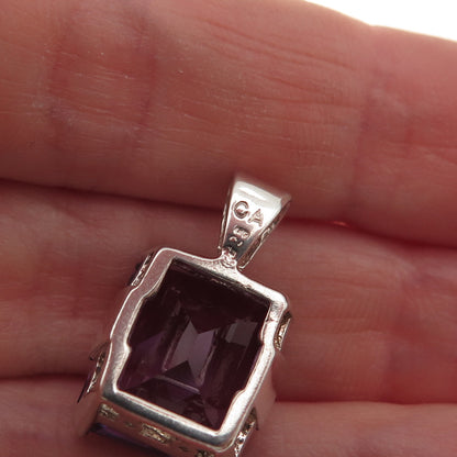 Chateau D’Argent 925 Sterling Vintage Lab-Created Peacock Sapphire Charm Pendant