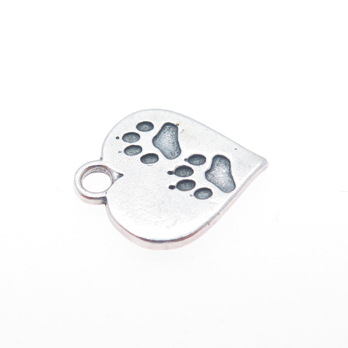 SUNDANCER 925 Sterling Silver Vintage Dog Paw Heart Minimalist Charm Pendant