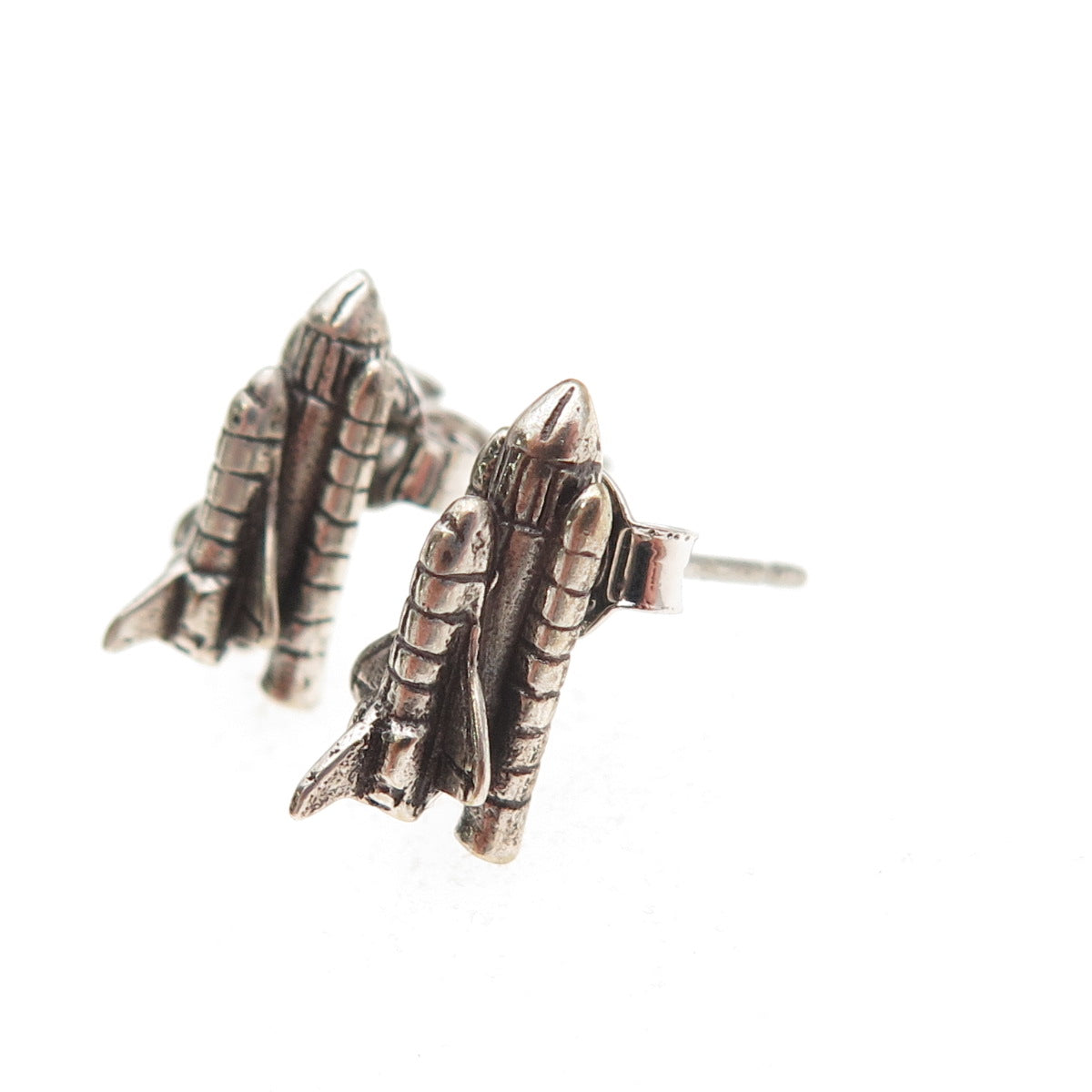 925 Sterling Silver Vintage Space Shuttle Oxidized Earrings