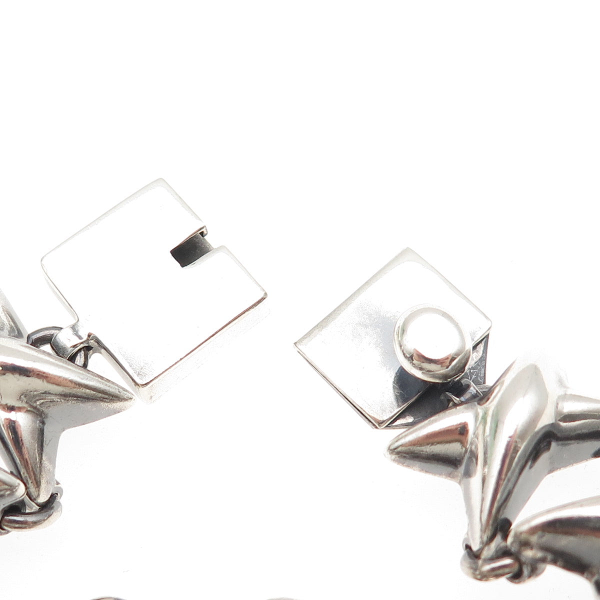 925 Sterling Silver Vintage Mexico Modernist X Link Bracelet 7.25"