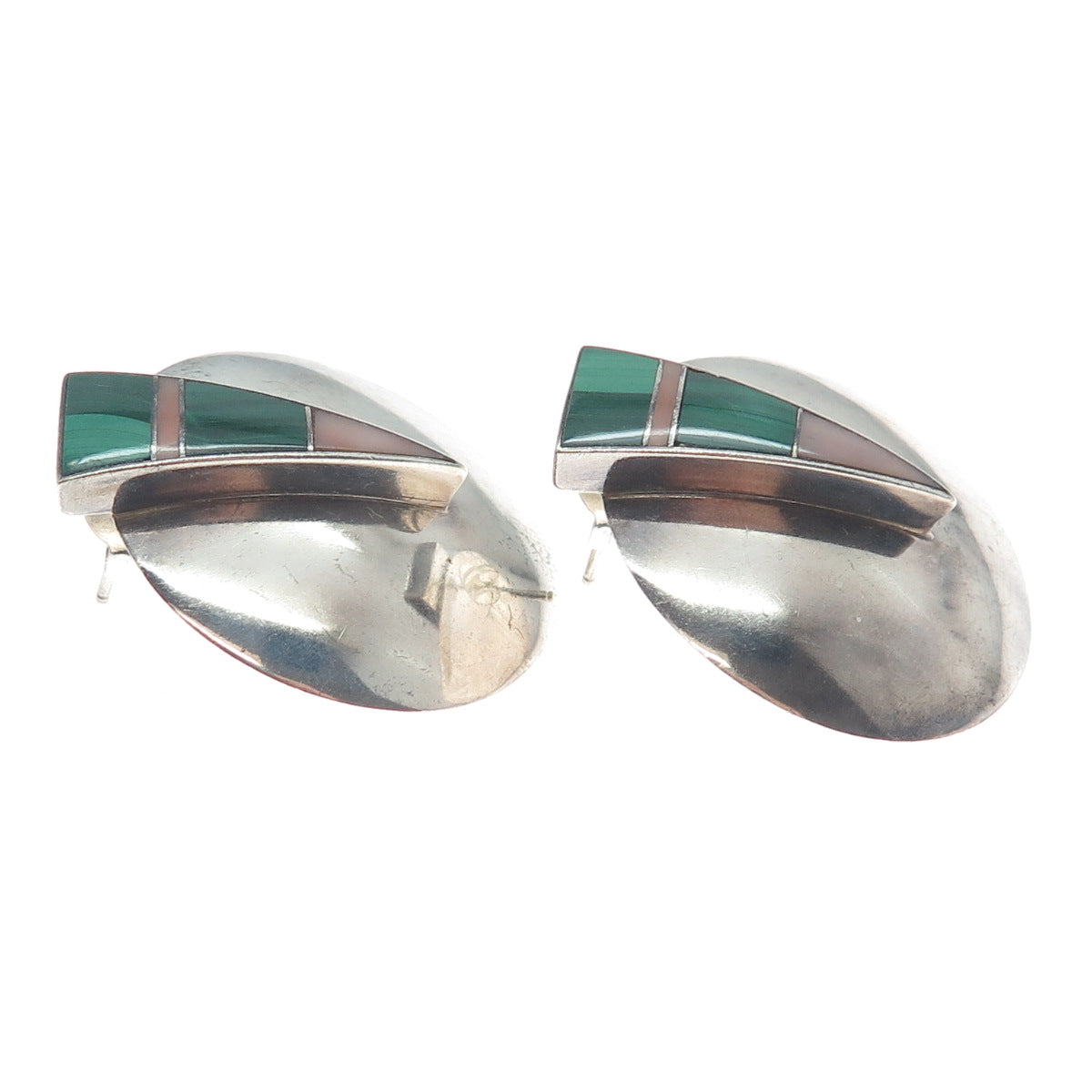 RAY TRACEY & KNIFEWING SEGURA Old Pawn Sterling Silver Malachite MOP Earrings