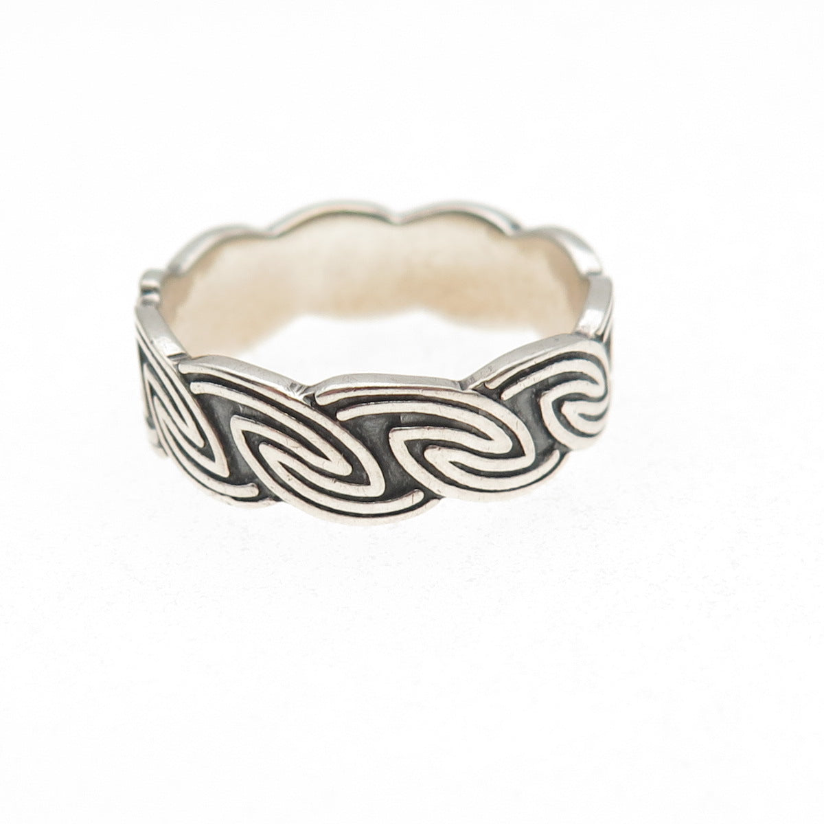 925 Sterling Silver Vintage Celtic Oxidized Band Ring Size 10.75