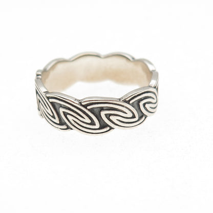 925 Sterling Silver Vintage Celtic Oxidized Band Ring Size 10.75