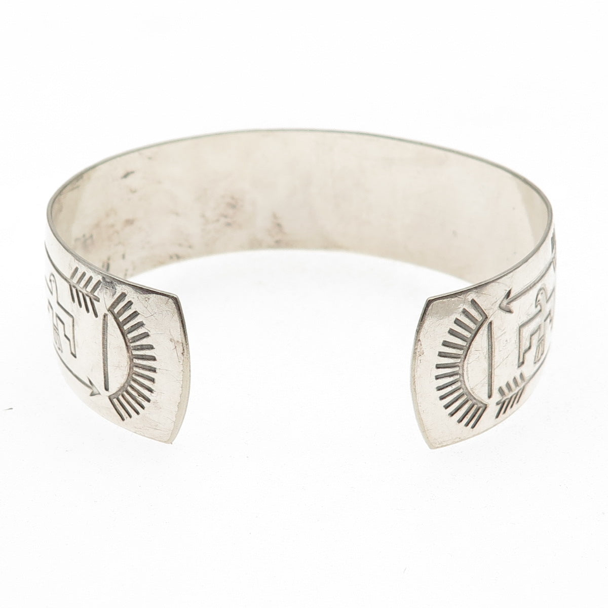 Old Pawn 925 Sterling Silver Vintage Thunderbird Tribal Adjustable Bracelet 7"