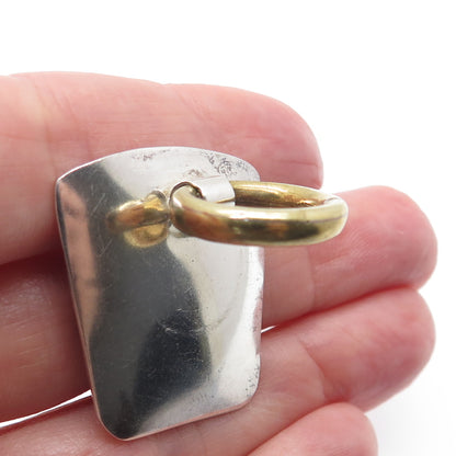 925 Sterling Silver 2-Tone Vintage Mexico Door Knocker Clip On Earrings