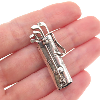Beau 925 Sterling Silver Vintage Golf Club Oxidized Pin Brooch