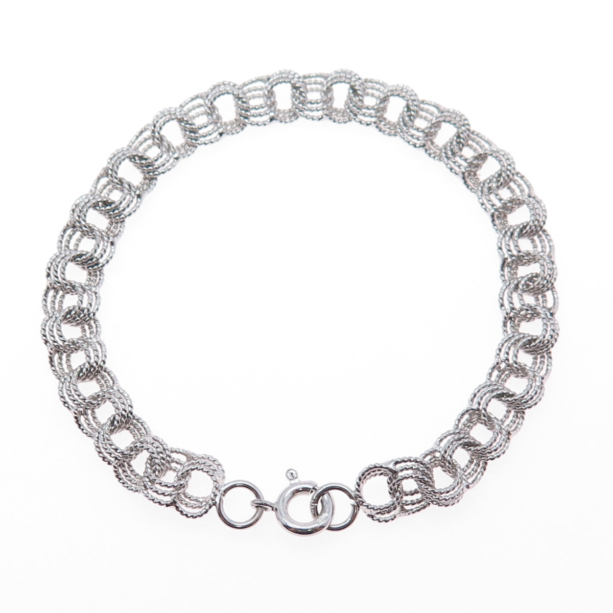 925 Sterling Silver Vintage Triple Bismark Rolo Link Bracelet 6.75"