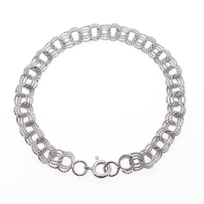 925 Sterling Silver Vintage Triple Bismark Rolo Link Bracelet 6.75"