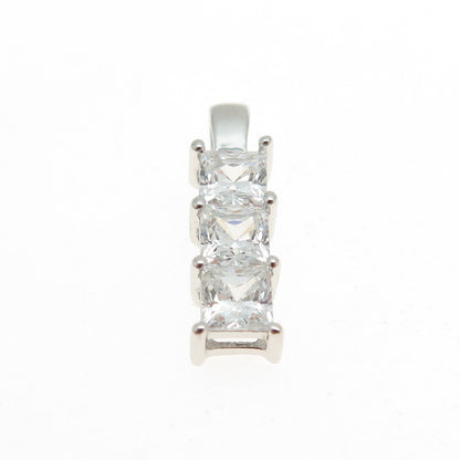 925 Sterling Silver Princess-Cut C Z Bar Minimalist Pendant