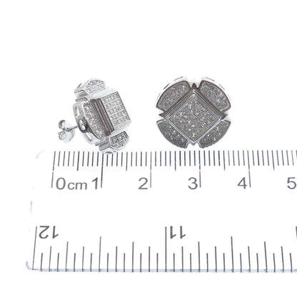 925 Sterling Silver Round-Cut C Z Sparkle Cross Stud Earrings