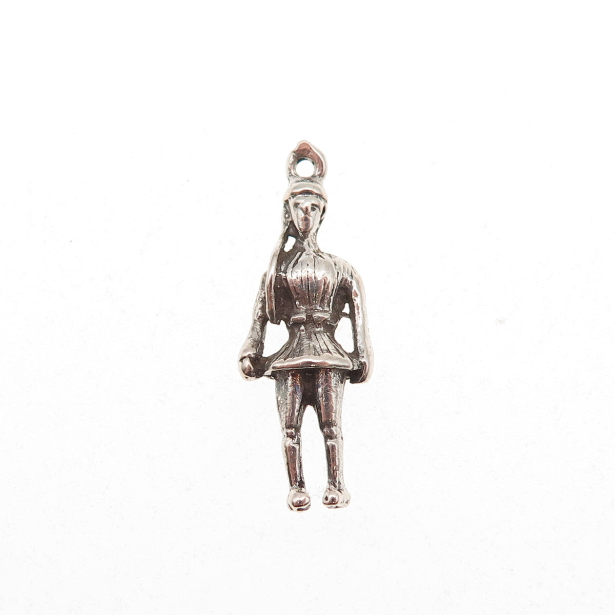 925 Sterling Silver Vintage Greek Soldier Oxidized 3D Charm Pendant