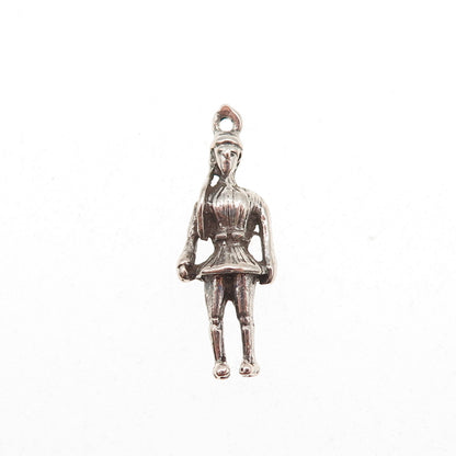 925 Sterling Silver Vintage Greek Soldier Oxidized 3D Charm Pendant