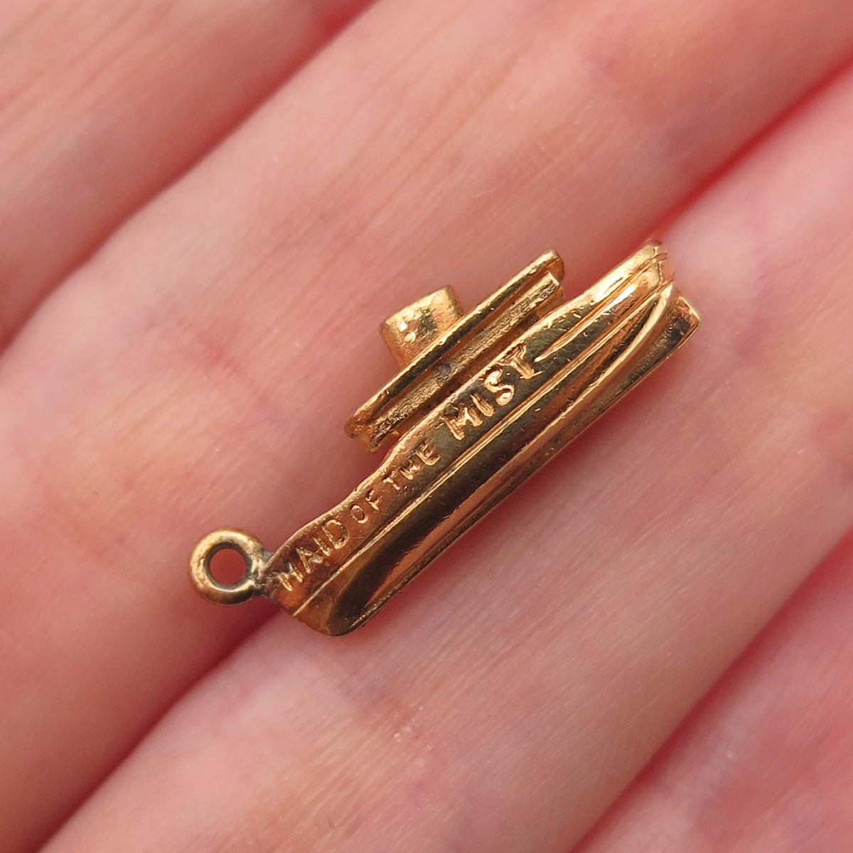 925 Sterling Silver Gold Plated Vintage Maid of the Mist Boat Charm Pendant