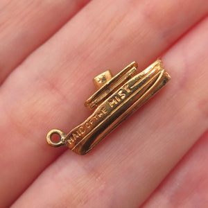 925 Sterling Silver Gold Plated Vintage Maid of the Mist Boat Charm Pendant
