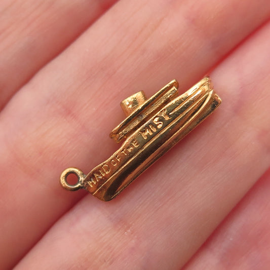 925 Sterling Silver Gold Plated Vintage Maid of the Mist Boat Charm Pendant