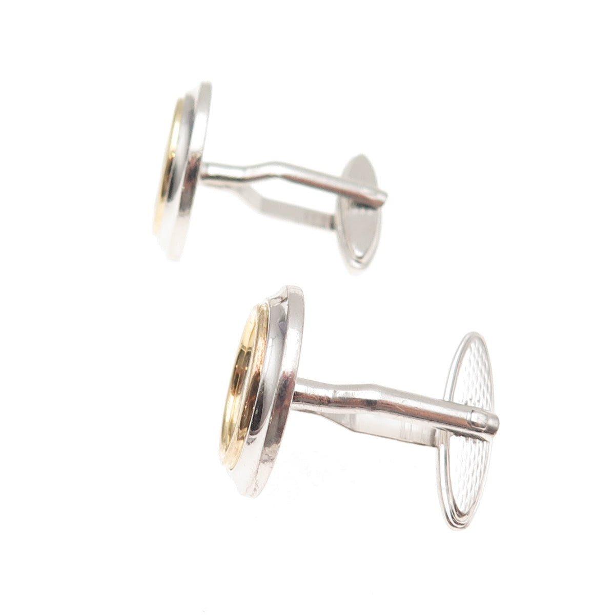 Dunhill 925 Sterling Silver 2-Tone Vintage Round Cufflinks