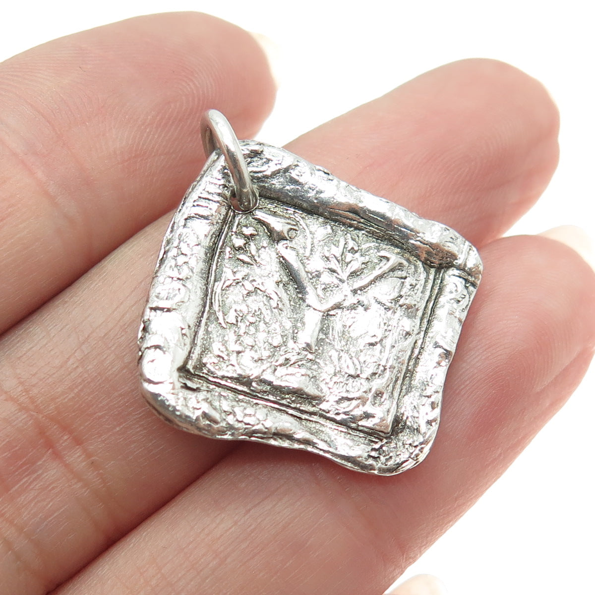 925 Sterling Silver Vintage PST Letter "Y" Initial Seal Stamp Pendant