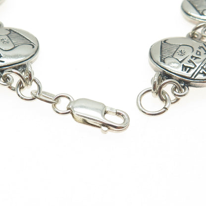 925 Sterling Silver Vintage IMP Israel David's Lyre Harp Bracelet 7.75"