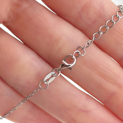 925 Sterling Silver Green & White C Z Cable Chain Necklace 16-18"