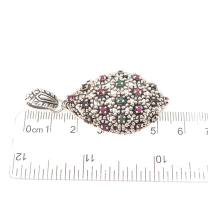SX Sally C 925 Sterling Silver Vintage Real Sapphire Ruby Emerald Charm Pendant